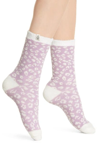 Ugg Josephine Leopard Fleece Lined Socks In Lilac Frost Micro Leopard