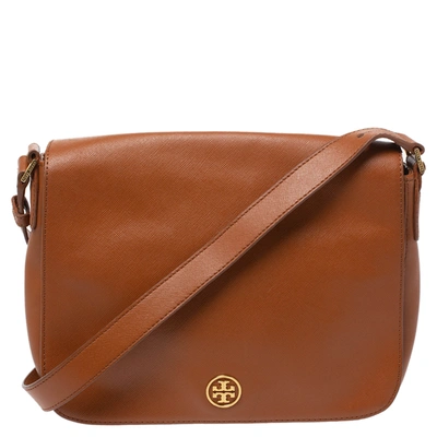 Pre-owned Tory Burch Tan Leather Everly Flap Crossbody Bag