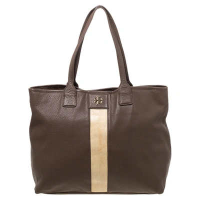 Pre-owned Tory Burch Brown/beige Leather Shopper Tote