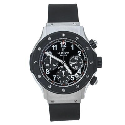 Pre-owned Hublot Black Rubber And Stainless Steel Super B Flyback 1926.10 Men's Wristwatch 42 Mm