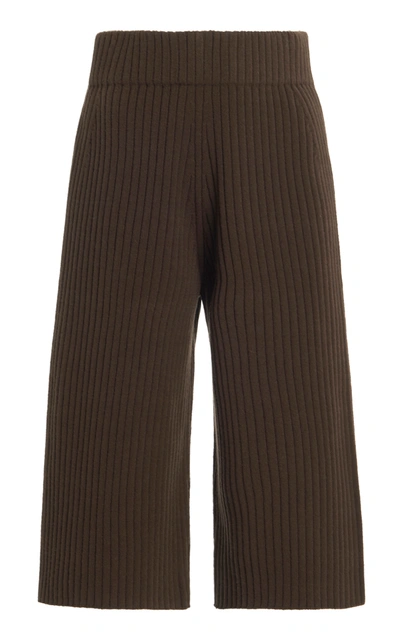 Low Classic Whole Garment Ribbed Pants In Dark Brown