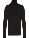 Gucci Fine Rib Knit Wool Turtleneck In Black