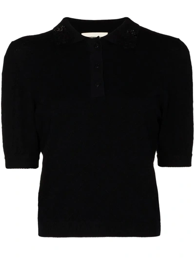 Shushu-tong Short-sleeve Wool Polo Shirt In Black