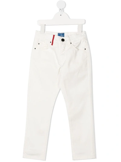 Fay Kids' Mid-rise Slim-fit Jeans In White