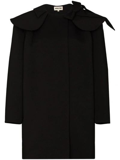 Shushu-tong Black Exaggerated Collar Cocoon Coat