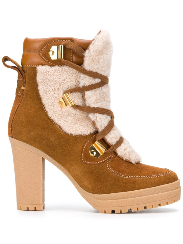 See By Chloé Leather-trimmed Suede And Shearling Ankle Boots In Tan |  ModeSens