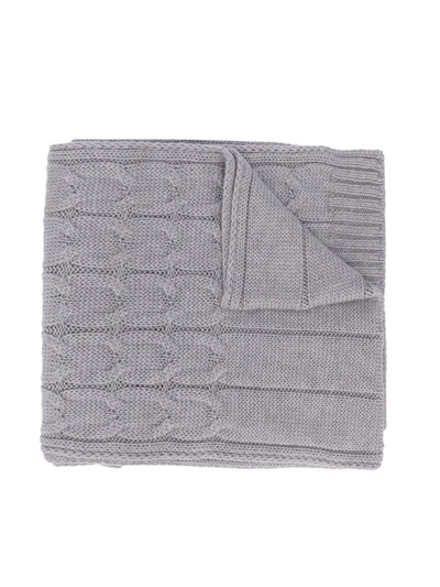 Moncler Kids' Cable-knit Wool Scarf In Grey