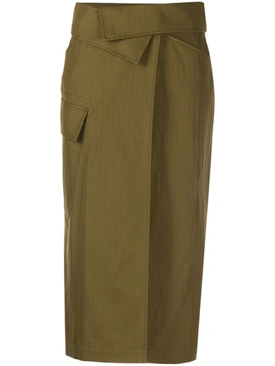 Kenzo Wrap Waist Skirt In Khaki