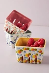 Anthropologie Floral Ceramic Berry Basket In Assorted