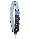 Fendi Strap You Flower-embellished Leather Shoulder Strap In Blueberry