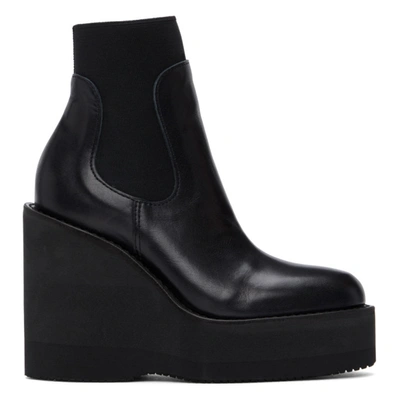 Sacai Black Wedge Ankle Boots In 001 Black