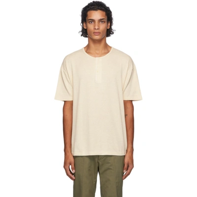 Visvim Off-white Jumbo Short Sleeve Henley In Ivory