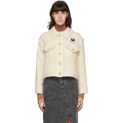 Andersson Bell Off-white Tweed Becky Trucker Jacket In Ivory