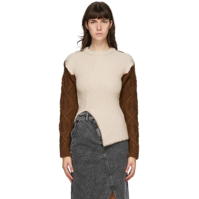 Andersson Bell Beige & Brown Knit Mollyna Sweater In Ivory/brown