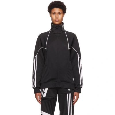 Adidas Originals Black Trefoil Abstract Track Jacket In Blk/wh