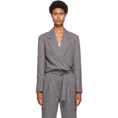 3.1 Phillip Lim / フィリップ リム Cropped Mélange Wool Blazer In Grey Melange