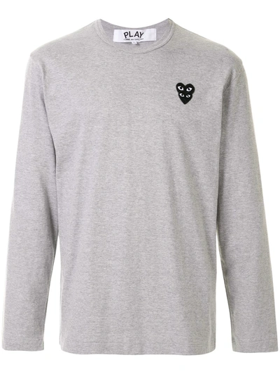 Comme Des Garçons Play Chest Logo-patch Jumper In Grey