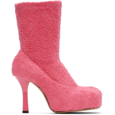 Bottega Veneta Pink Knit 'the Bold' Boots In 5610 Milksh