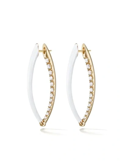 Melissa Kaye 18kt Yellow Gold And Diamond Cristina Hoop Earrings