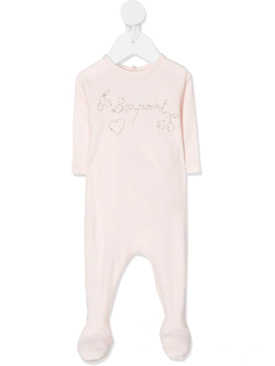 Bonpoint Babies' Logo-print Crew Neck Pajama In Pink