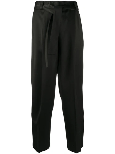 Pt01 Cropped Tapered-fit Trousers In Black