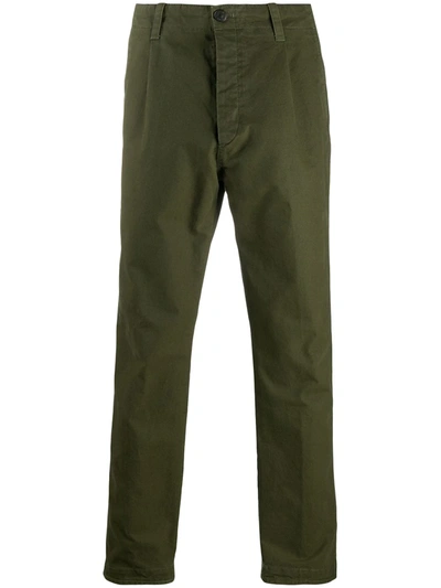 Pt01 Contrast-pocket Cotton Trousers In Green