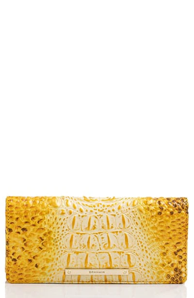 Brahmin Ady Croc Embossed Leather Wallet In Canary