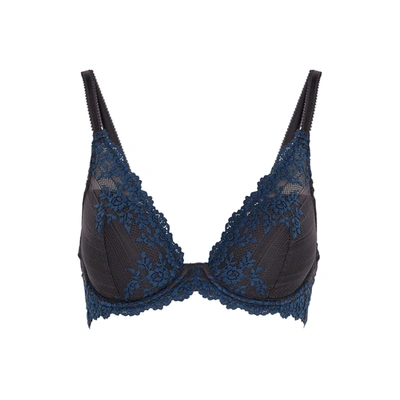 Wacoal Embrace Lace Underwire Contour Bra In Iron,ensign Blue