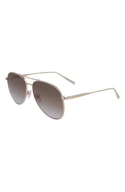Longchamp Classic 59mm Gradient Aviator Sunglasses In Gold/ Brown Gradient