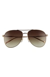 Longchamp Classic 59mm Gradient Aviator Sunglasses In Gold/ Khaki Gradient