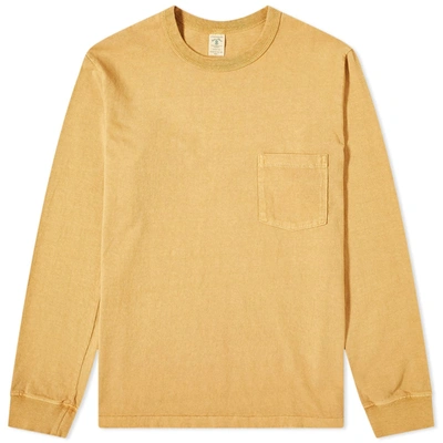 Velva Sheen Long Sleeve Heavyweight Pocket Tee In Yellow