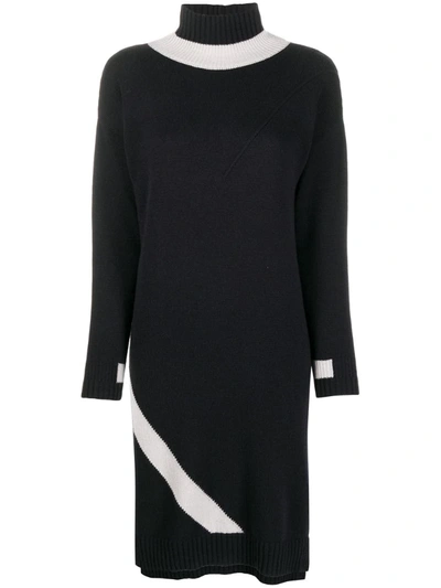 Lorena Antoniazzi Roll-neck Knitted Dress In Blue