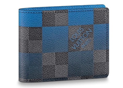 Louis Vuitton Multiple Wallet Damier Stripes Coated Canvas Blue 208812130