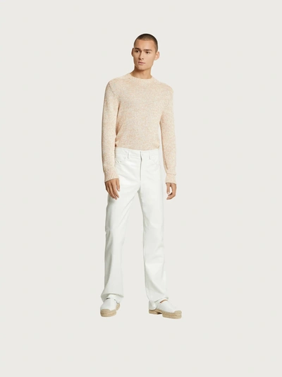 Ferragamo Nappa Leather Trousers In White