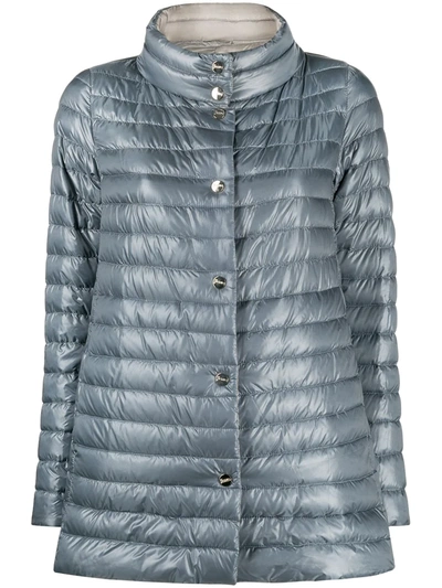 Herno Reversible A-line Quilted Jacket In Blue