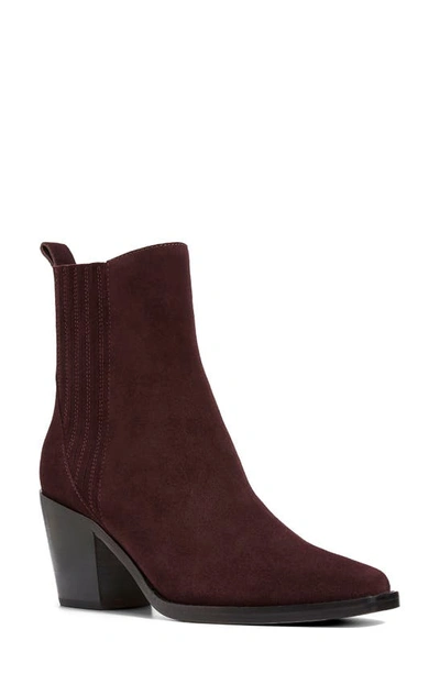 Paige Elisa Suede Block Heel Chelsea Boot In Burgundy