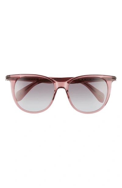 Rag & Bone 53mm Gradient Cat Eye Sunglasses In Mauve/ Dark Grey Gradient