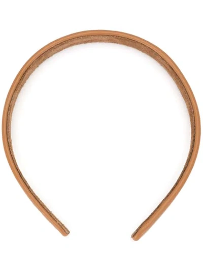 Jennifer Behr Leon Leather Hairband In Brown