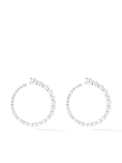 Melissa Kaye 18kt White Gold And Diamond Aria Hoop Earrings In Silver