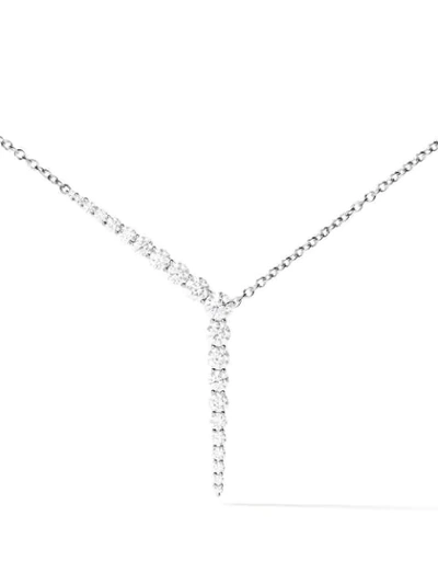 Melissa Kaye 18kt White Gold And Diamond Aria Y Necklace In Silver