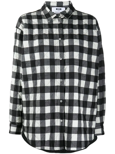 Msgm Checked Shirt In Black And White