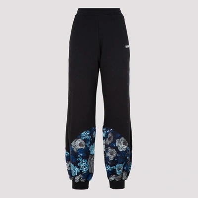 Msgm Black Sweatpants With Floral Print