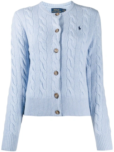 Polo Ralph Lauren Cable-knit Cropped Cardigan In Blue