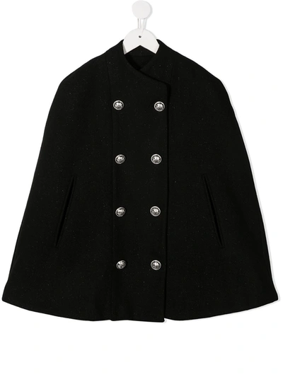 Balmain Kids' Double-breasted Cape In Black