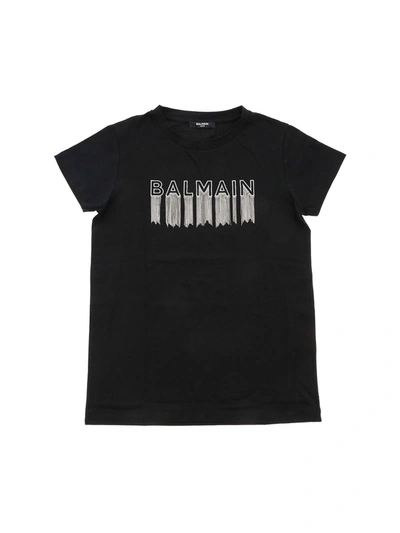Balmain Kids' Logo Charm T-shirt In Black