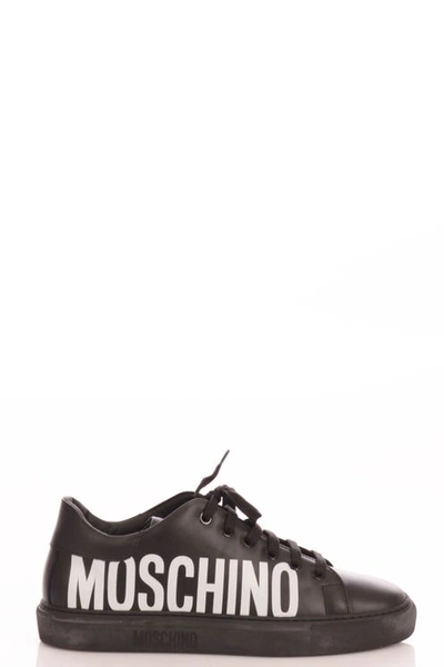 Moschino Maxi Logo Print Sneakers In Black