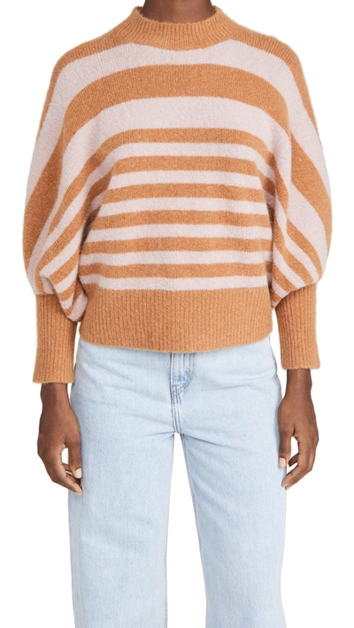 Zimmermann Ladybeetle Striped Sweater In Rose/mustard Stripe