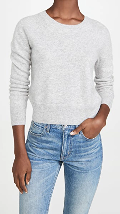 Naadam Long Sleeve Crop Cashmere Pullover In Cement