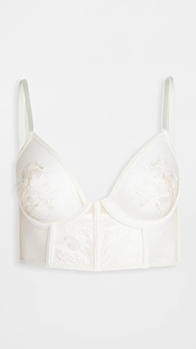 Thistle & Spire Verona Embroidered Longline Bra In Ivory
