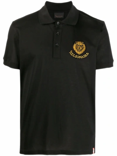 Billionaire Logo Patch Polo Shirt In Black